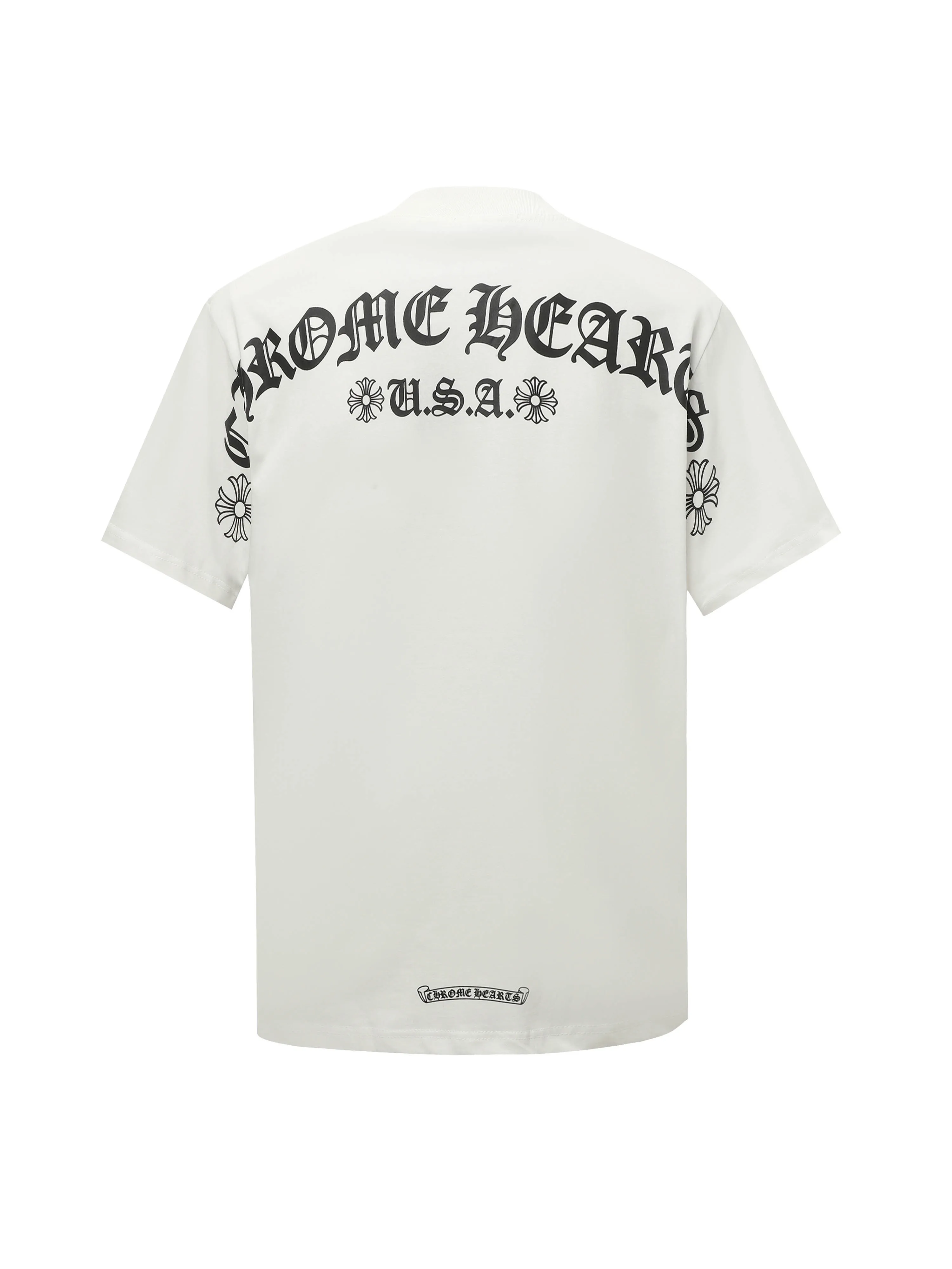🅿️180 Chrome hearte/Chrome heart ch 25ss early spring Sanskrit letter printed short-sleeved T-shirt. A must-have item for daily commuting for men and women in light luxury. The correct version is welcome to compare. Detailed features: ·280 grams of 100% pure cotton double yarn jersey fabric. ·Custom-dyed in the same vat with special thickened 32 count double-strand 1x1 thread. ·Double-needle cross-stitching process. ·Original main mark washed hangtag. Color: black white. Size: XS-L